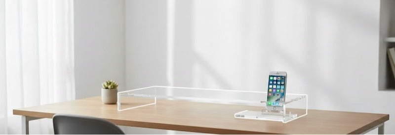 CREATIVE PLANET Creative Planet Premium Acrylic Monitor Stand Riser with Built-In Phone Holder, Clear Desktop Organizer for Laptop, Home & Office Use - Image 3